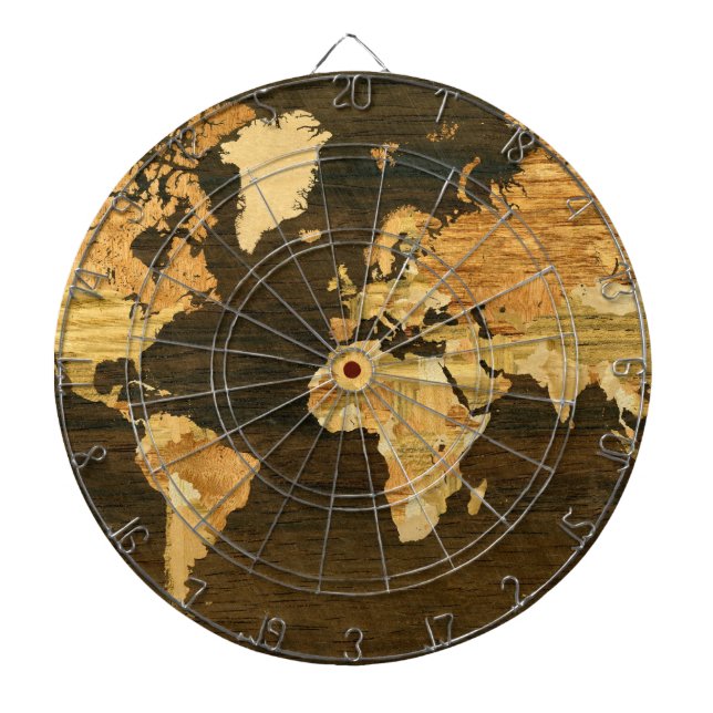 Jeu De Fléchettes Carte du monde en bois (Devant)