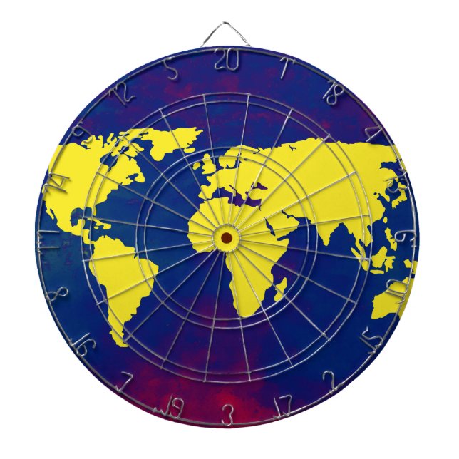 Jeu De Fléchettes carte jaune du monde (Devant)