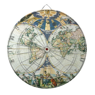 Jeu De Fléchettes Carte vintage du Vieux Monde par Pieter Goos, 1666