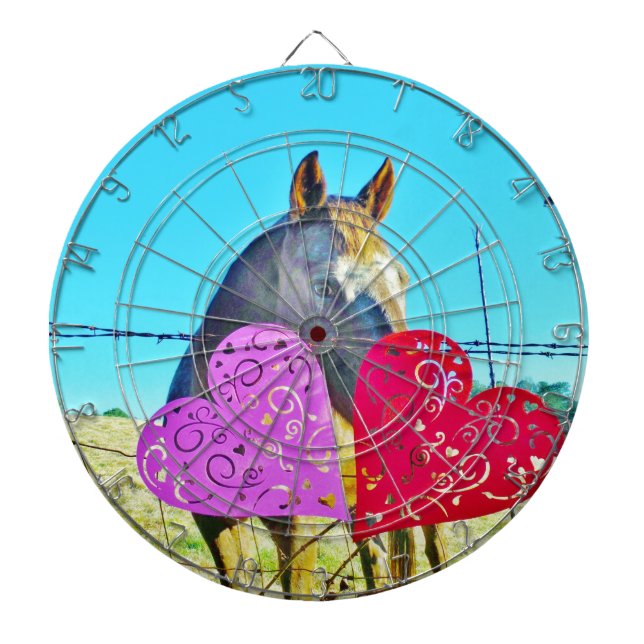 Jeu De Fléchettes Cheval blanc et Brown Valentine Coeurs (Devant)