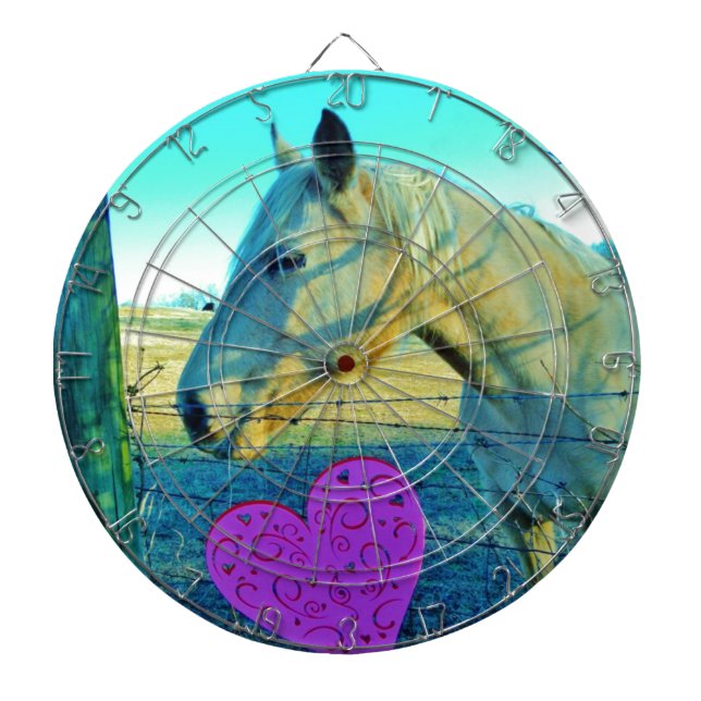 Jeu De Fléchettes Coeur rose et Cheval jaune (Devant)
