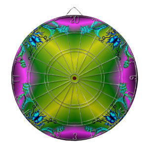 Jeu De Fléchettes Coeurs avec fleurs et papillon en style tatouage