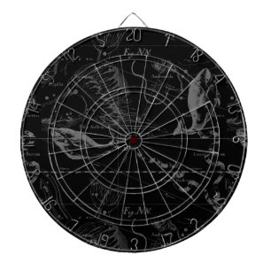 Jeu De Fléchettes Constellation des Poissons Hevelius 1690 sur fond 