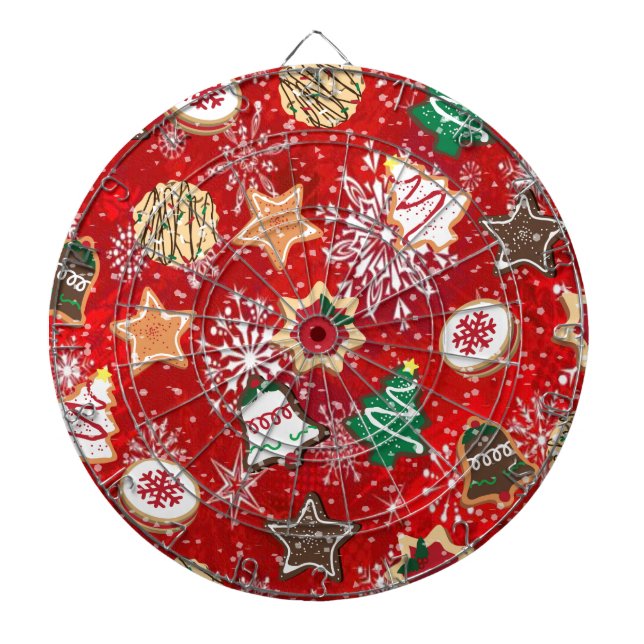 Jeu De Fléchettes Cookies de Noël et flocons de neige en rouge (Devant)
