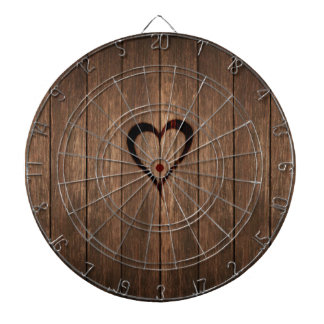 Jeu De Fléchettes Copie de coeur brûlée par bois rustique
