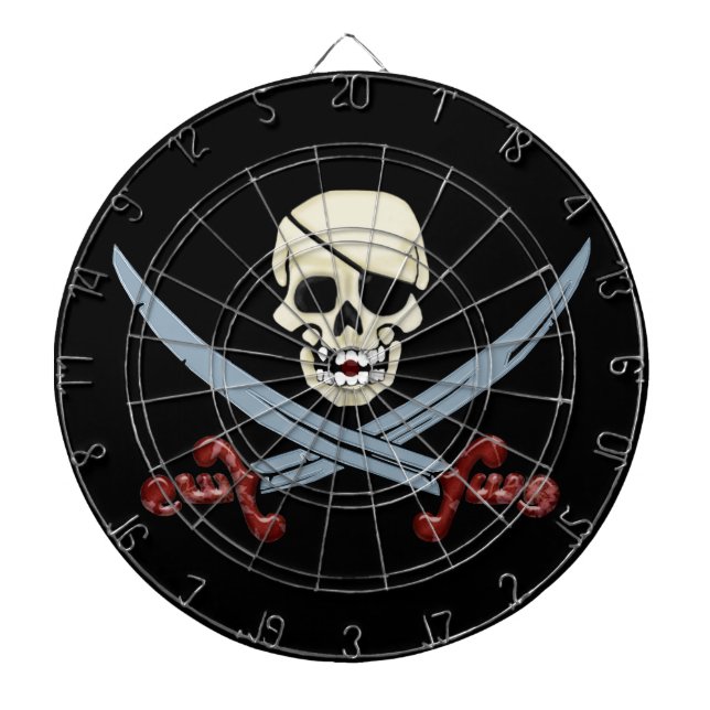 Jeu De Fléchettes Crâne déplaisant de pirate et lunettes croisées (Devant)
