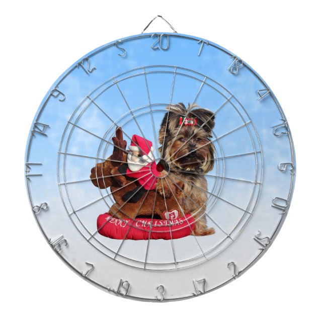 Jeu De Fléchettes Cute Yorkshire Terrier Joyeux Noël (Devant)