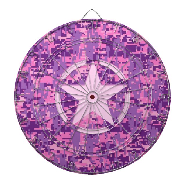 Jeu De Fléchettes Déco rose étoile sur le style Camo numérique (Devant)