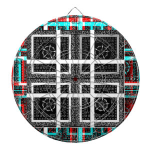 Jeu De Fléchettes Design graphique À damiers noir, blanc et rouge