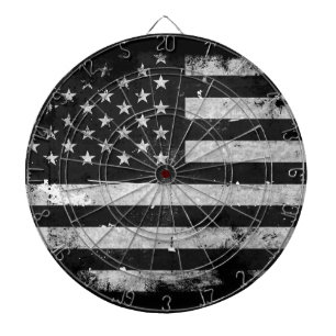 Jeu De Fléchettes Drapeau américain grunge noir et blanc