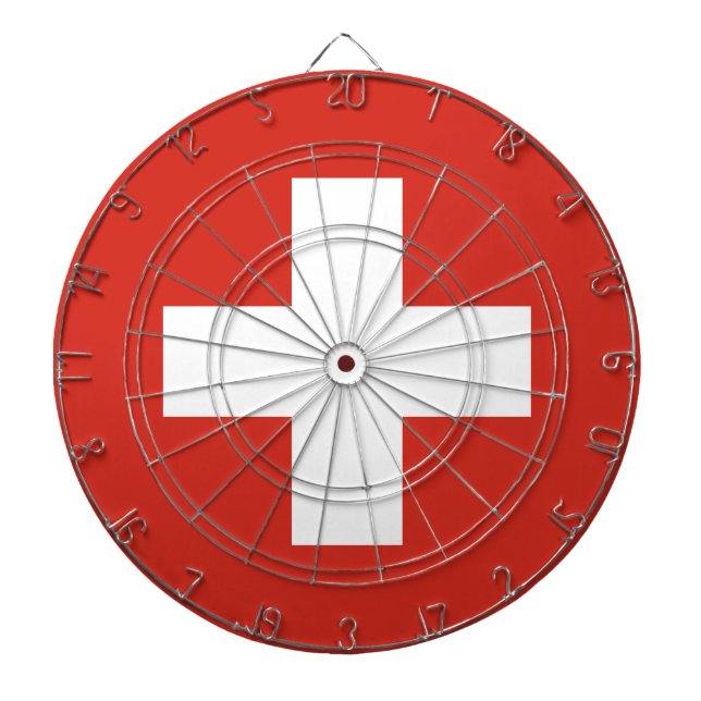 Jeu De Fléchettes Drapeau de la Suisse Cage métallique Dartboard (Devant)