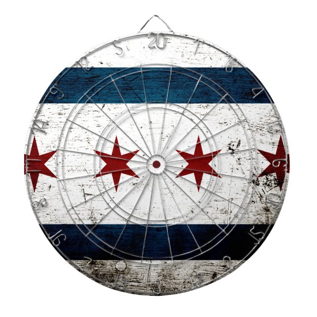 Jeu De Fléchettes Drapeau grunge noir de Chicago (Devant)