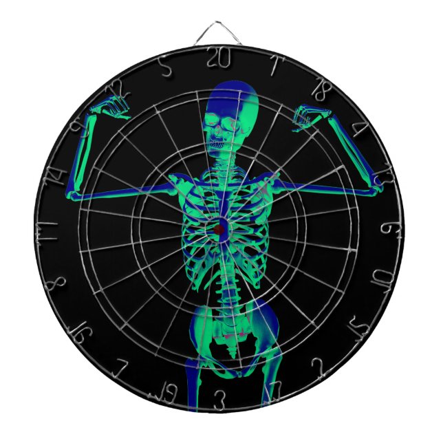 Jeu De Fléchettes Drôle Neon Turquoise Black Skeleton Halloween (Devant)