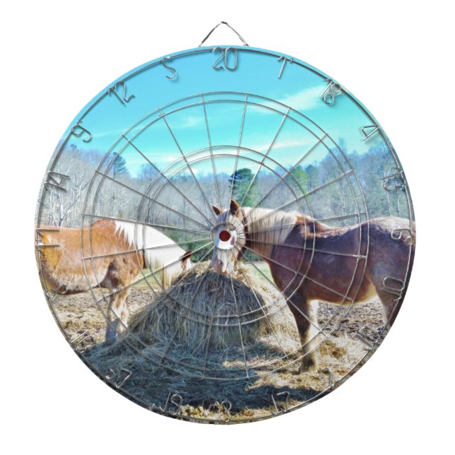 Jeu De Fléchettes Ébauche secourue Chevaux mangeant foin (Devant)
