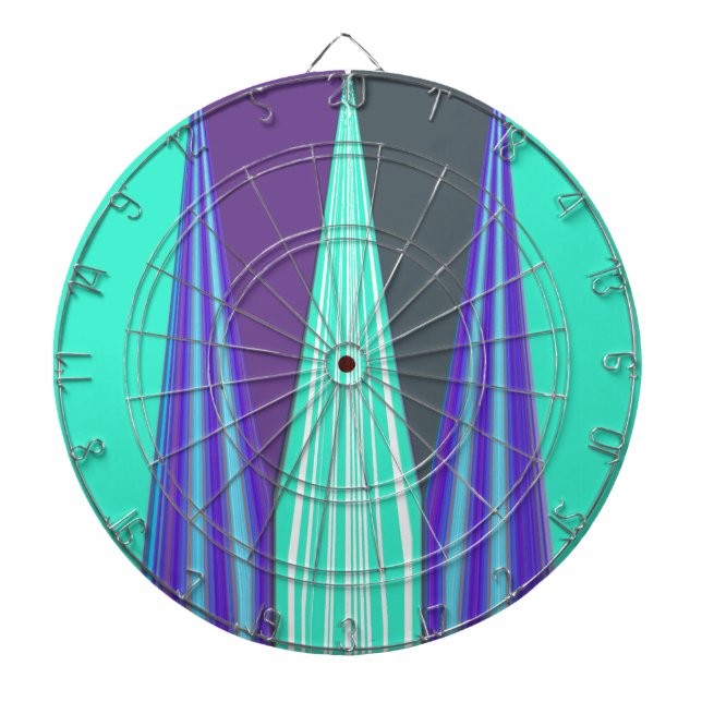 Jeu De Fléchettes Edgy Blue Purple Cyan Chevron Art Imprimer (Devant)