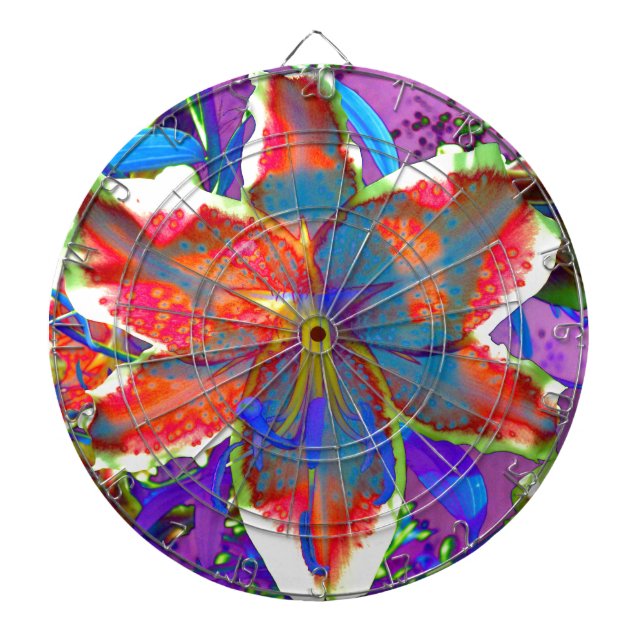 Jeu De Fléchettes Elégante aquarelle abstraite rétro rouge bleu (Devant)