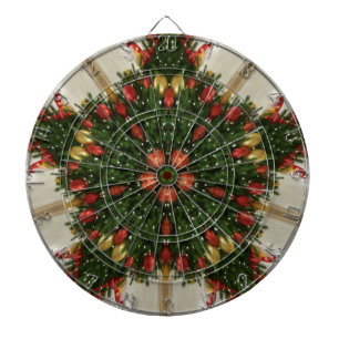 Jeu De Fléchettes Élégante couronne de Noël Rouge Vert Kaleidoscopiq