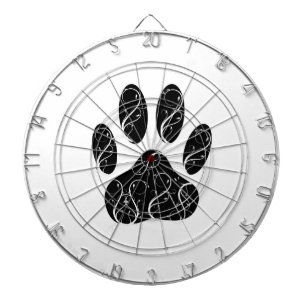 Jeu De Fléchettes Empreinte de patte Chien Noir Avec Flouris Blanc