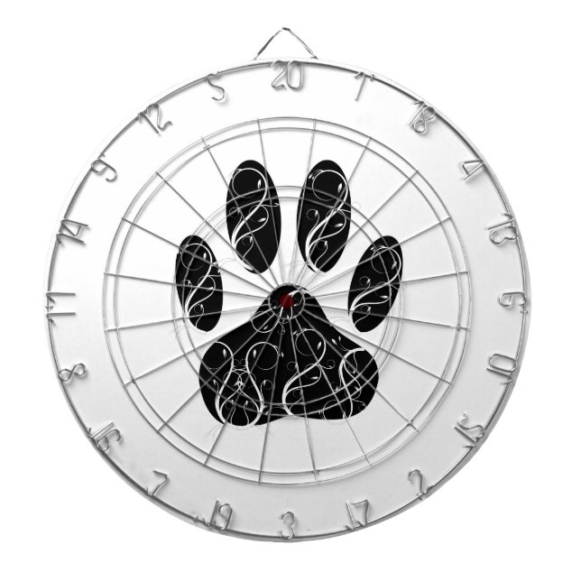 Jeu De Fléchettes Empreinte de patte Chien Noir Avec Flouris Blanc (Devant)