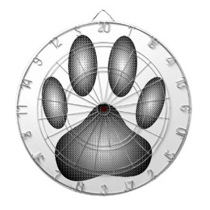 Jeu De Fléchettes Empreinte de patte de chien en dégradé noir et bla