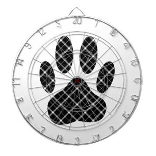 Jeu De Fléchettes Empreinte de patte Tartan Noir Et Blanc