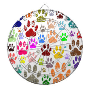 Jeu De Fléchettes Empreintes de pattes de chiens colorés en détresse