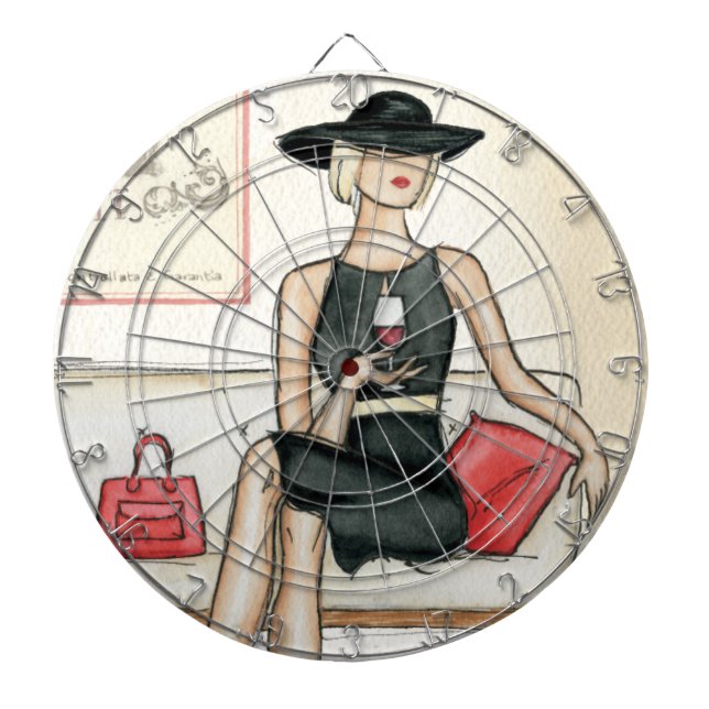 Jeu De Fléchettes Femme buvant du vin rouge (Devant)