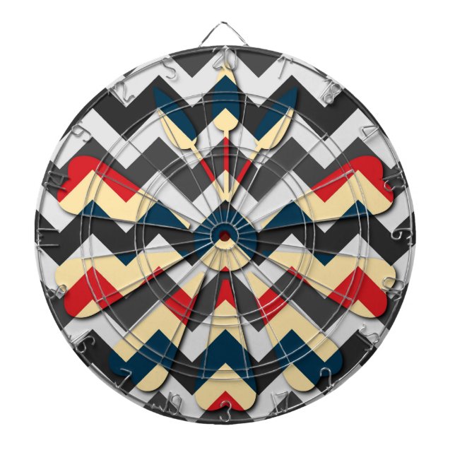 Jeu De Fléchettes Fleur moderne Chevron Zigzag Motif (Devant)