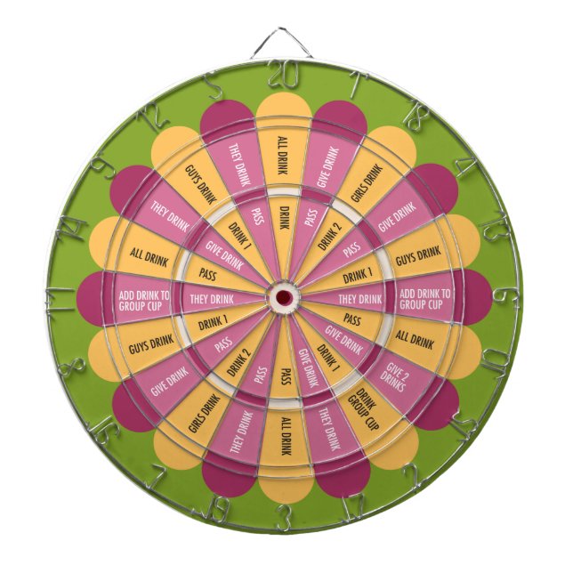 Jeu De Fléchettes Fleur potable de jeu en vert jaune rose (Devant)