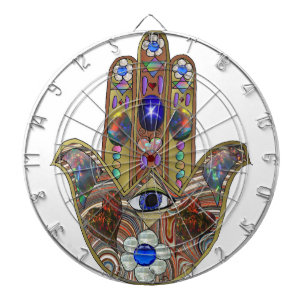 Jeu De Fléchettes Impression d'art opale Hamsa cœurs Judaica