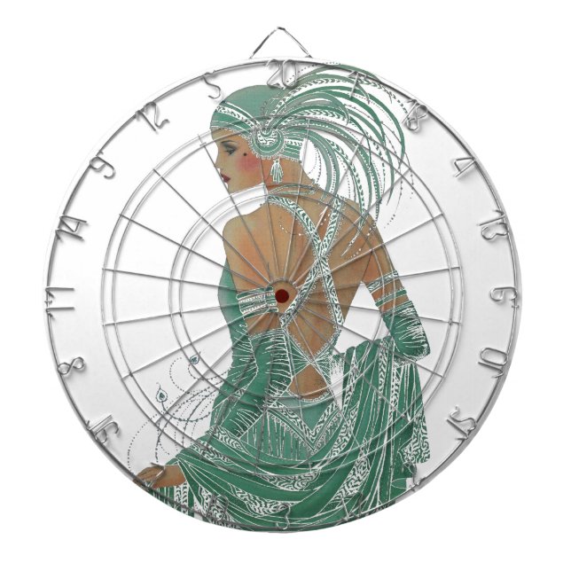 Jeu De Fléchettes Imprimer vintage Ladies Gogo Green Art (Devant)