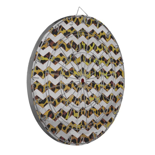 Jeu De Fléchettes Imprimerie Leopard Brown et jaune Cevron (Devant gauche)