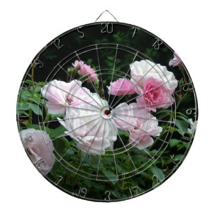 Jeu De Fléchettes jolis buissons de fleurs de rose rose et blanche.
