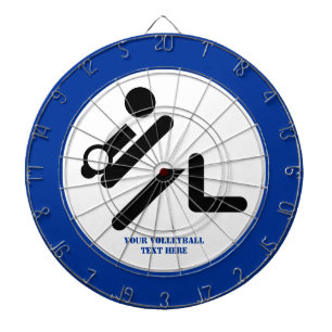 Jeu De Fléchettes Joueur de volley-ball noir, blanc, bleu icon custo