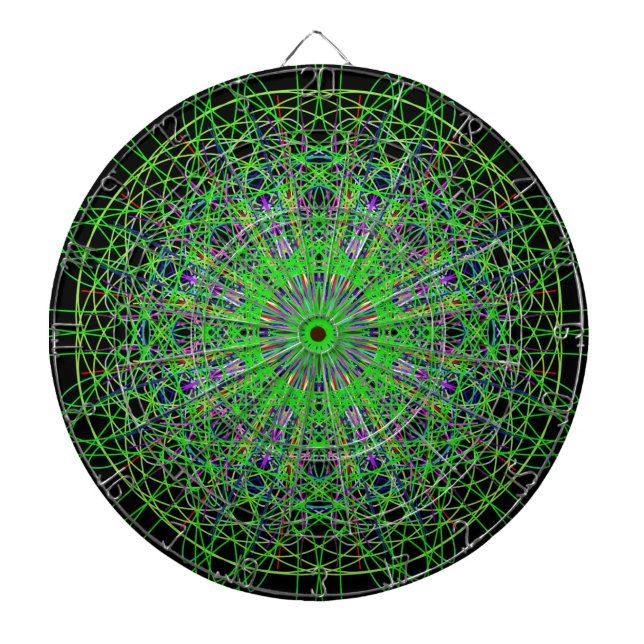 Jeu De Fléchettes Kaleidoscope noir vert Mandala Art (Devant)