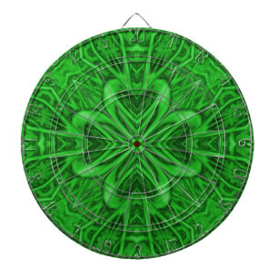 Jeu De Fléchettes Kaléidoscope vert vintage de fractale de trèfle