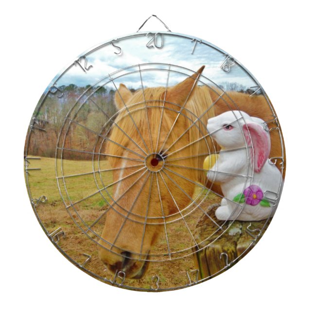 Jeu De Fléchettes Lapin blanc et cheval jaune blond (Devant)