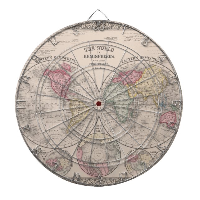 Jeu De Fléchettes Le monde 1860 - Hémisphères Est et Ouest (Devant)