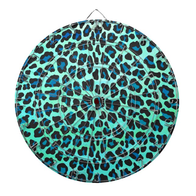 Jeu De Fléchettes Léopard noir et Turquoise (Devant)