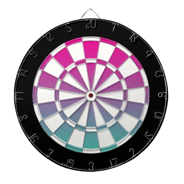 Jeu De Fléchettes Magenta Purple Turquoise Noir Et Blanc (Devant)
