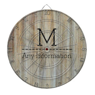 Jeu De Fléchettes Monogramme de texture de grain de bois #2