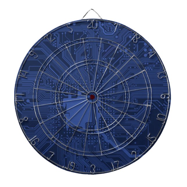 Jeu De Fléchettes Motif de carte mère Geek bleu (Devant)
