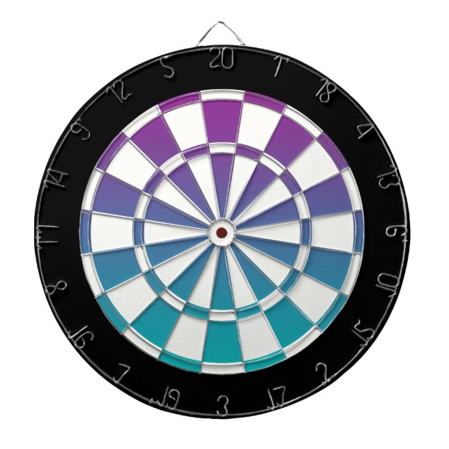Jeu De Fléchettes Noir et blanc turquoise pourpre (Devant)