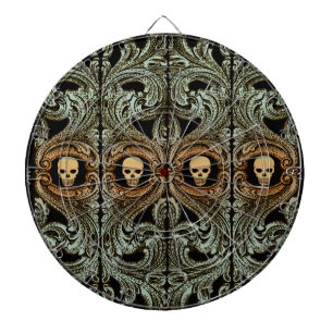 Jeu De Fléchettes Ornement de vert sauge de Goth avec le crâne