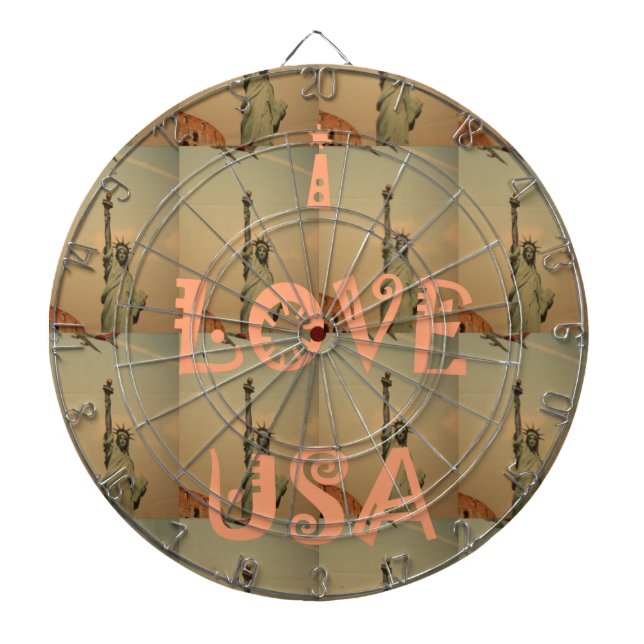Jeu De Fléchettes Patriotic Pop Art : "I Love USA" Graphisme Art Des (Devant)
