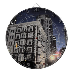 Jeu de fléchettes photo de ville la nuit dartboard