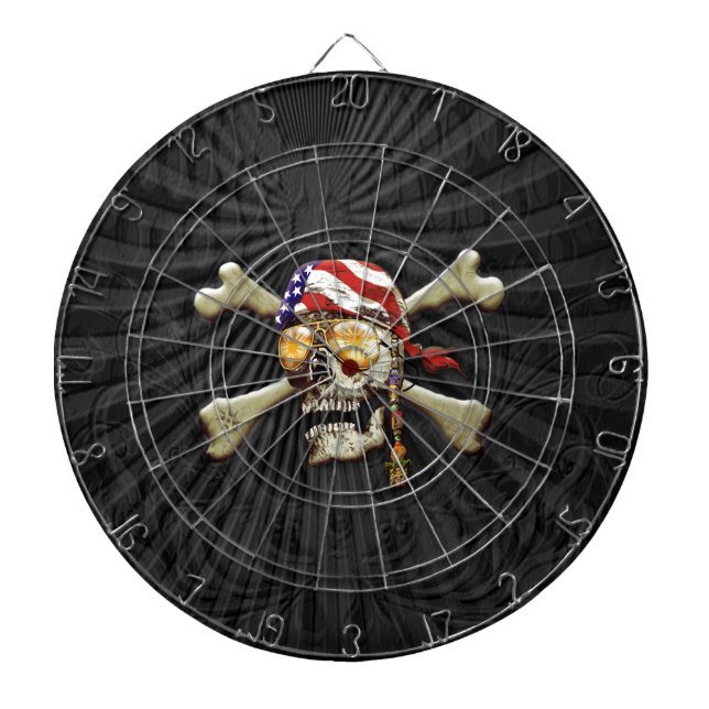 Jeu De Fléchettes Pirate crâne et os croisés (Devant)