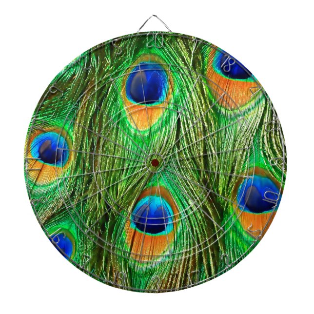 Jeu De Fléchettes Plumes de paon colorées Imprimer (Devant)