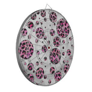 Jeu De Fléchettes Polka Leopard Pot noir et rose chaud