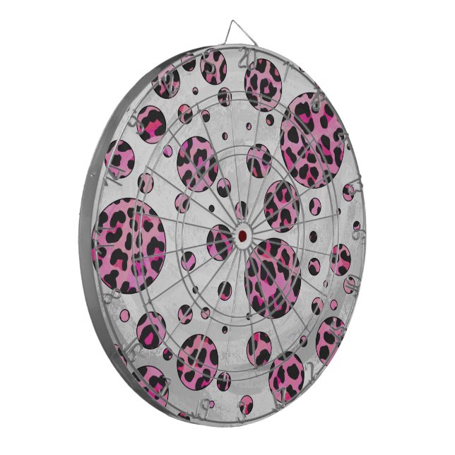 Jeu De Fléchettes Polka Leopard Pot noir et rose chaud (Devant gauche)